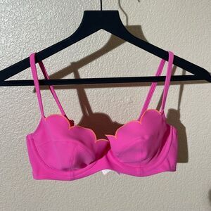 Agent Provocateur Bright Pink Scalloped Swim Bra